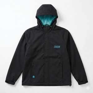 Coleman Men's Black Raincoat with Teal Lining
